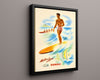 Classic Travel Poster - Hawaii - Matson Lines Surfing Travel Vintage Framed Prints Floating Canvas 16x20