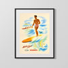 Classic Travel Poster - Hawaii - Matson Lines Surfing Travel Vintage Framed Prints Gallery Frame 16x20