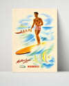 Classic Travel Poster - Hawaii - Matson Lines Surfing Travel Vintage Framed Prints Poster 16x20
