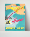 Classic Travel Poster - Hawaii - Northwest Orient Airlines Travel Vintage Framed Prints Poster 16x20