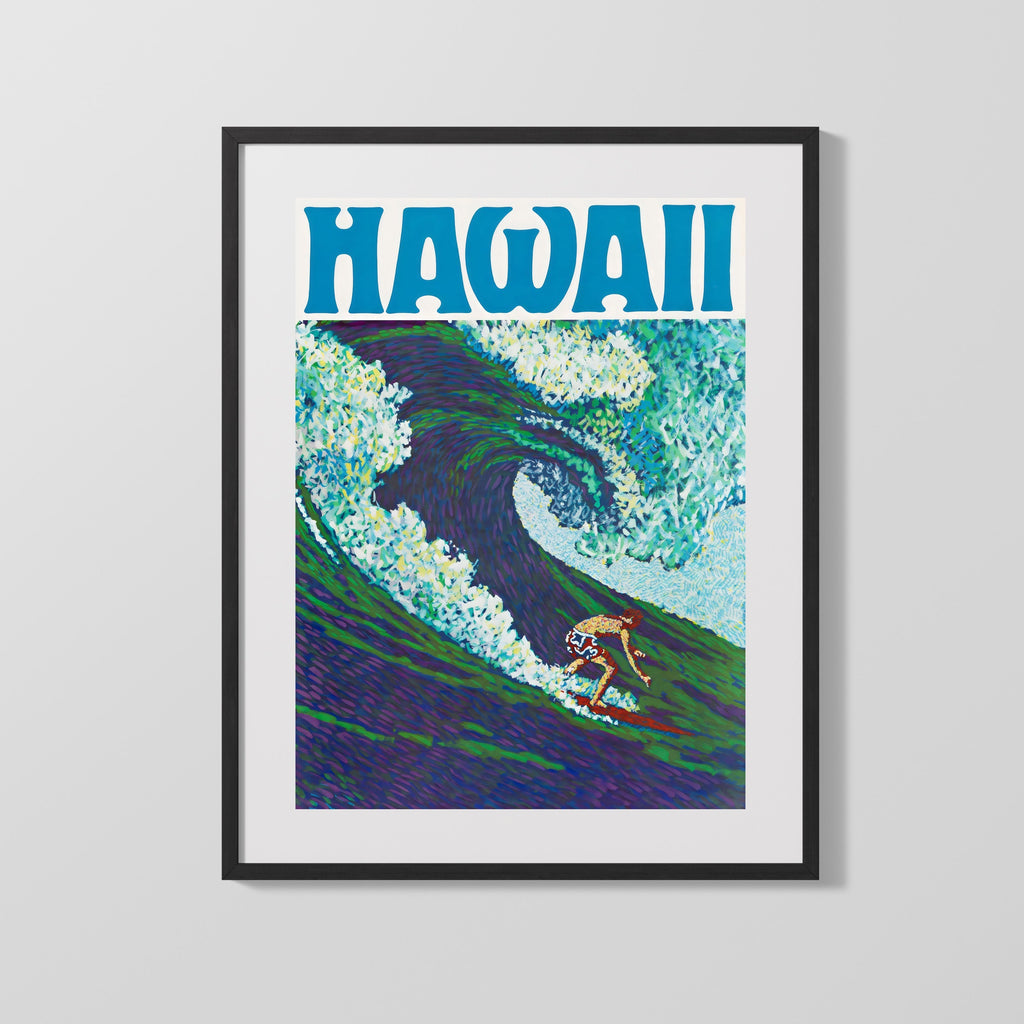 Classic Travel Poster - Hawaii - Surfing Scene Travel Vintage Framed Prints Gallery Frame 16x20
