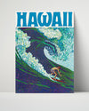 Classic Travel Poster - Hawaii - Surfing Scene Travel Vintage Framed Prints Poster 16x20