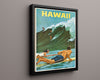 Classic Travel Poster - Hawaii - Surfing Travel Vintage Framed Prints Floating Canvas 16x20