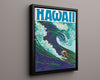 Classic Travel Poster - Hawaii - Surfing Scene Travel Vintage Framed Prints Floating Canvas 16x20