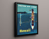 Classic Travel Poster - Hawaii - United Airlines Travel Vintage Framed Prints Floating Canvas 16x20
