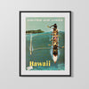 Classic Travel Poster - Hawaii - United Airlines Canoe Travel Vintage Framed Prints Gallery Frame 16x20