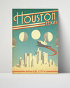Classic Travel Poster - Houston - Space City Travel Vintage Framed Prints Poster 16x20