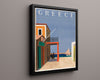 Classic Travel Poster - Hydra - Greece Island Travel Vintage Framed Prints Floating Canvas 16x20