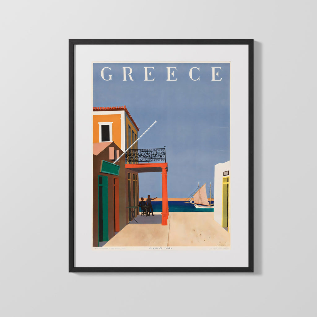 Classic Travel Poster - Hydra - Greece Island Travel Vintage Framed Prints Gallery Frame 16x20