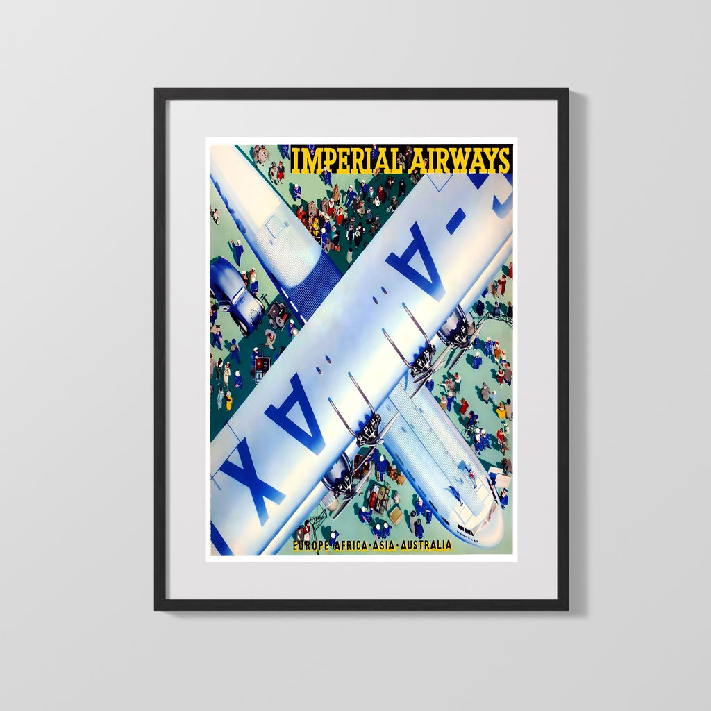 Classic Travel Poster - Imperial Airways - Europe Africa Asia Australia Travel Vintage Framed Prints Gallery Frame 16x20