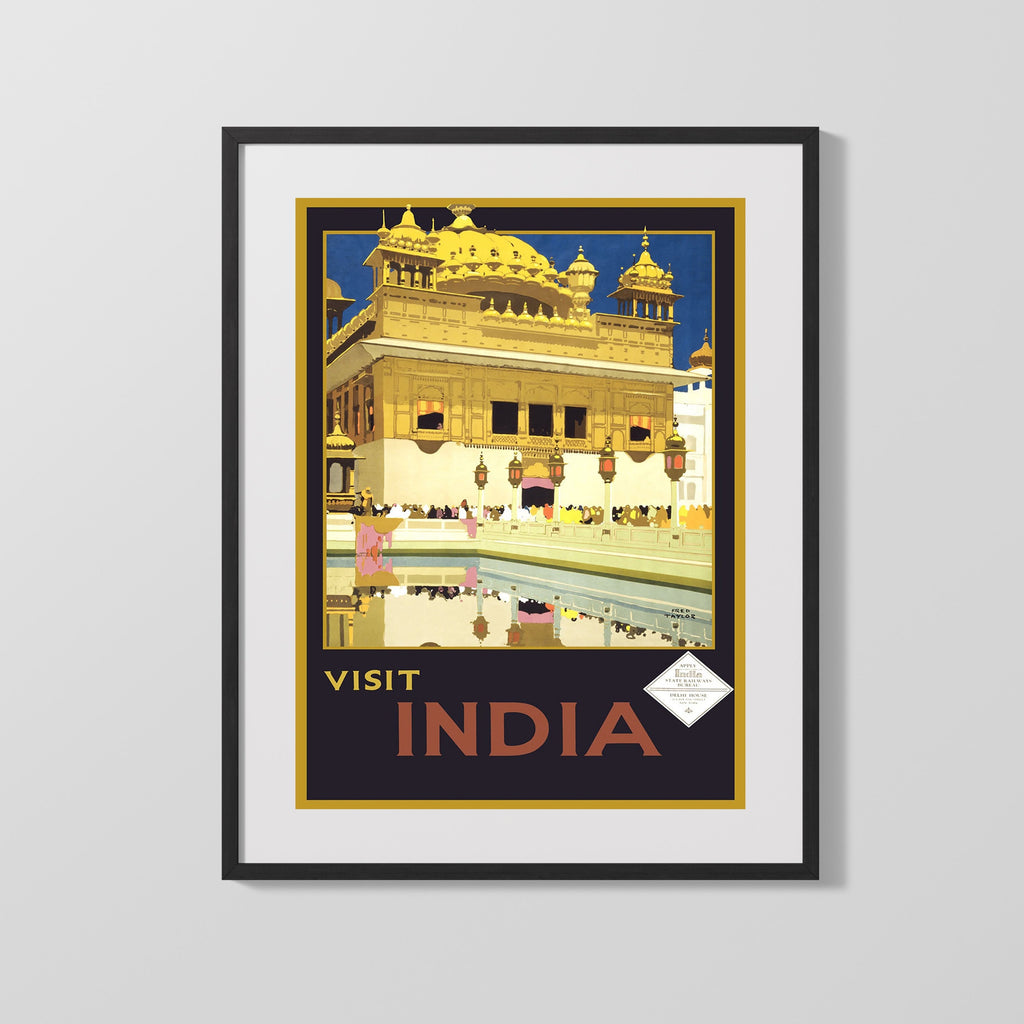 Classic Travel Poster - India - Delhi House Travel Vintage Framed Prints Gallery Frame 16x20
