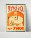 Classic Travel Poster - India - Fly TWA Travel Vintage Framed Prints Poster 16x20