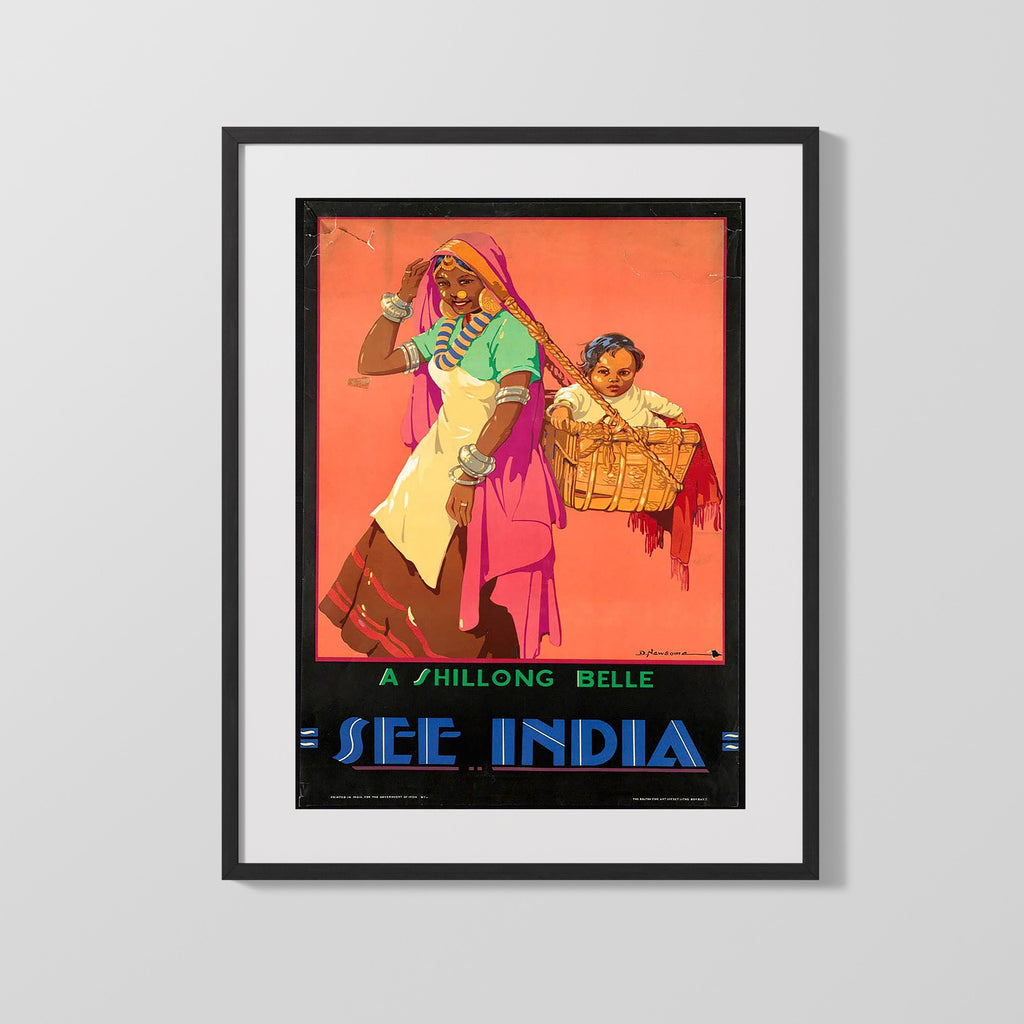 Classic Travel Poster - India - Shillong Belle Travel Vintage Framed Prints Gallery Frame 16x20