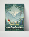 Classic Travel Poster - Interlaken - Jungfrau Region Travel Vintage Framed Prints Poster 16x20
