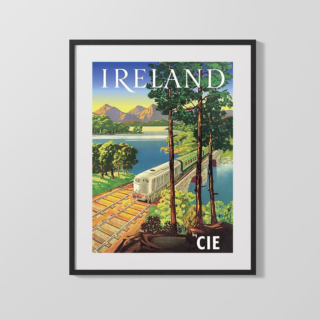 Classic Travel Poster - Ireland - CIE Railway Travel Vintage Framed Prints Gallery Frame 16x20