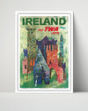 Classic Travel Poster - Ireland - Fly TWA Jets Travel Vintage Framed Prints Poster 16x20