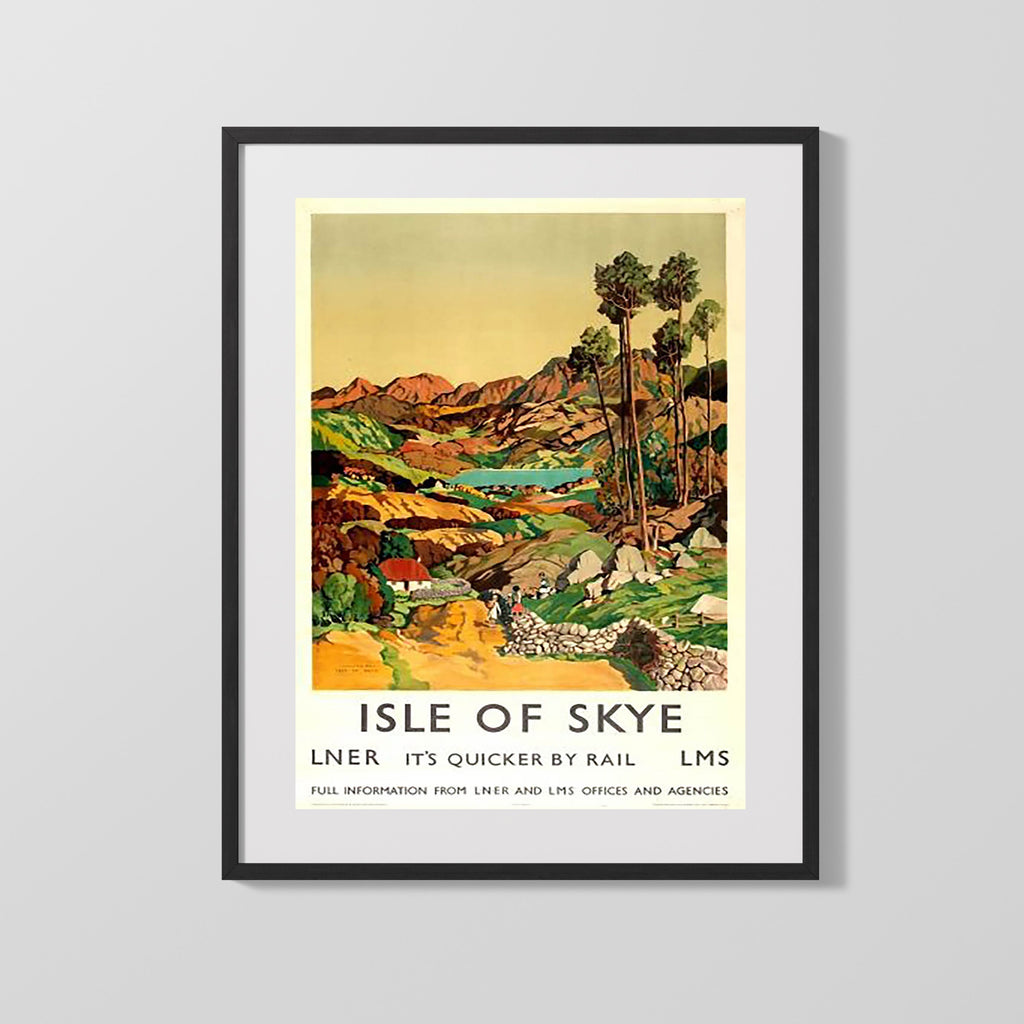 Classic Travel Poster - Isle Of Skye - By Rail Travel Vintage Framed Prints Gallery Frame 16x20