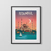 Classic Travel Poster - Istanbul - Mosque at Sunset Travel Vintage Framed Prints Gallery Frame 16x20