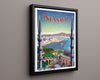 Classic Travel Poster - Istanbul - Skyline View Travel Vintage Framed Prints Floating Canvas 16x20
