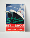 Classic Travel Poster - Italian Line - Rex Ship Travel Vintage Framed Prints Poster 16x20
