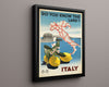 Classic Travel Poster - Italy - Lemons and Map Travel Vintage Framed Prints Floating Canvas 16x20