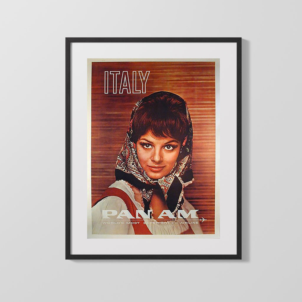 Classic Travel Poster - Italy - Pan Am Airlines Travel Vintage Framed Prints Gallery Frame 16x20