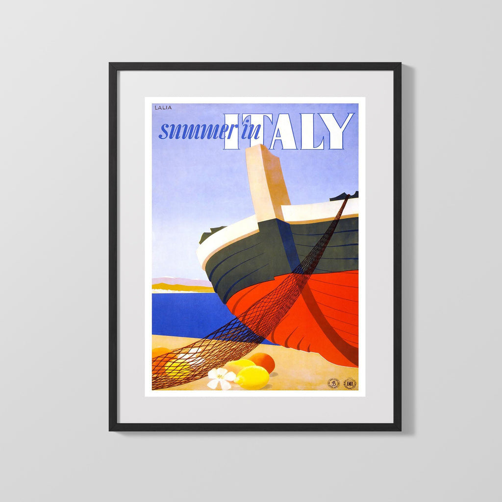 Classic Travel Poster - Italy - Summer by the Sea Travel Vintage Framed Prints Gallery Frame 16x20