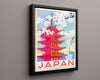 Classic Travel Poster - Japan - Cherry Blossoms Travel Vintage Framed Prints Floating Canvas 16x20