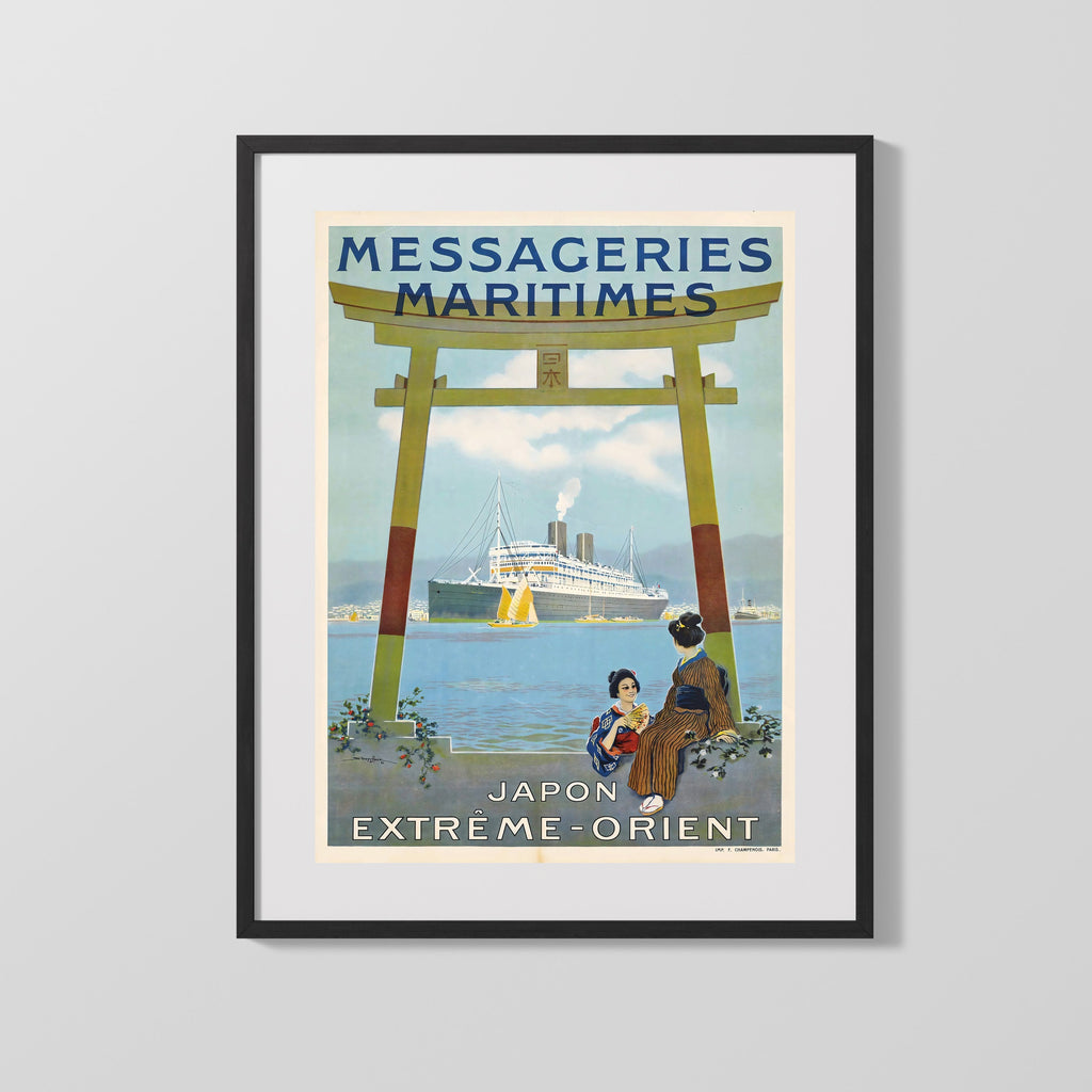 Classic Travel Poster - Japan - Messageries Maritimes Travel Vintage Framed Prints Gallery Frame 16x20