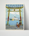 Classic Travel Poster - Japan - Messageries Maritimes Travel Vintage Framed Prints Poster 16x20