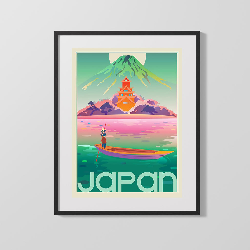 Classic Travel Poster - Japan - Mt Fuji Travel Vintage Framed Prints Gallery Frame 16x20