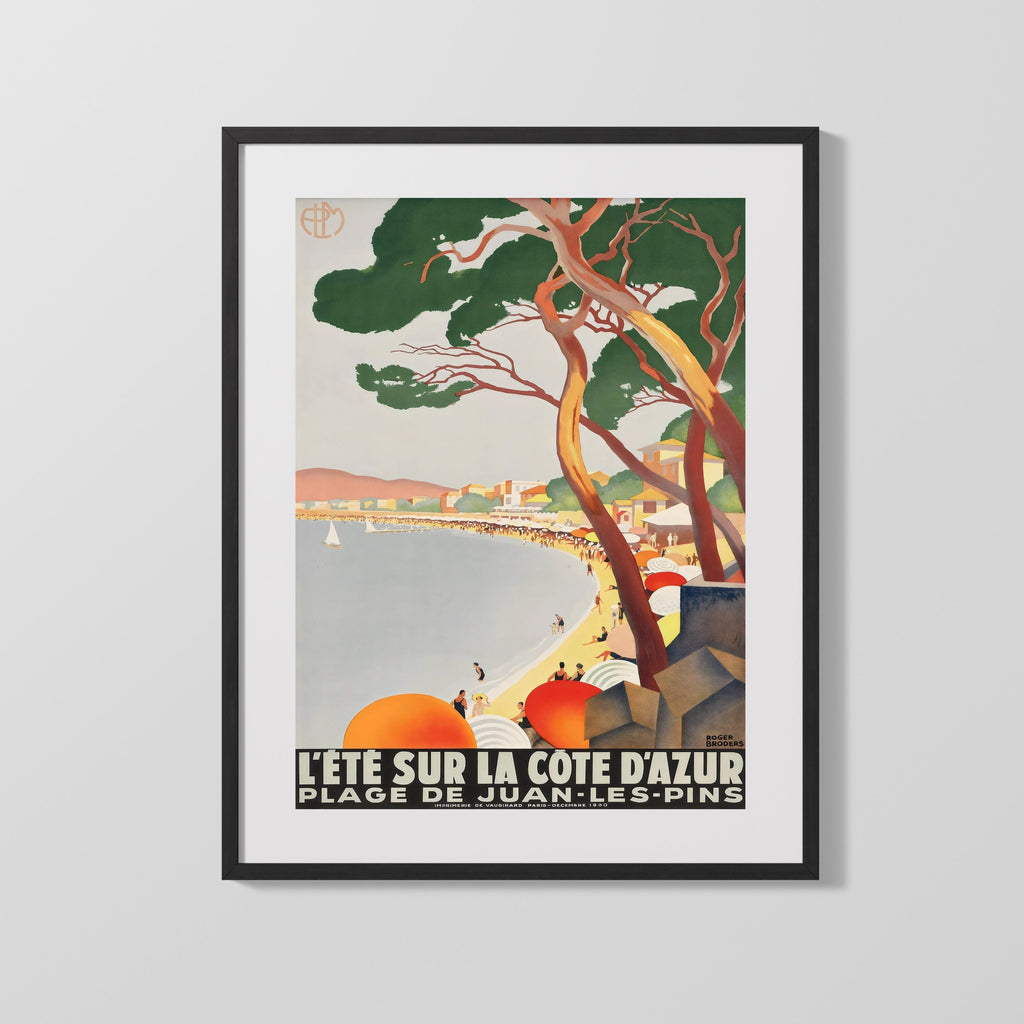 Classic Travel Poster - Juan-les-Pins - Cote dAzur Travel Vintage Framed Prints Gallery Frame 16x20