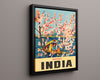 Classic Travel Poster - Kashmir - India Blossoms Travel Vintage Framed Prints Floating Canvas 16x20