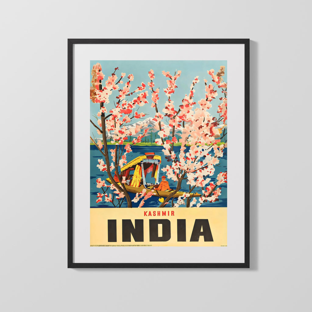 Classic Travel Poster - Kashmir - India Blossoms Travel Vintage Framed Prints Gallery Frame 16x20