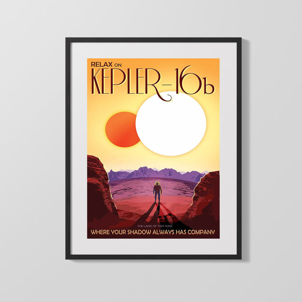 Classic Travel Poster - Kepler-16b - SciFi Travel Vintage Framed Prints Gallery Frame 16x20