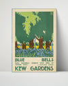Classic Travel Poster - Kew Gardens - Bluebells Travel Vintage Framed Prints Poster 16x20