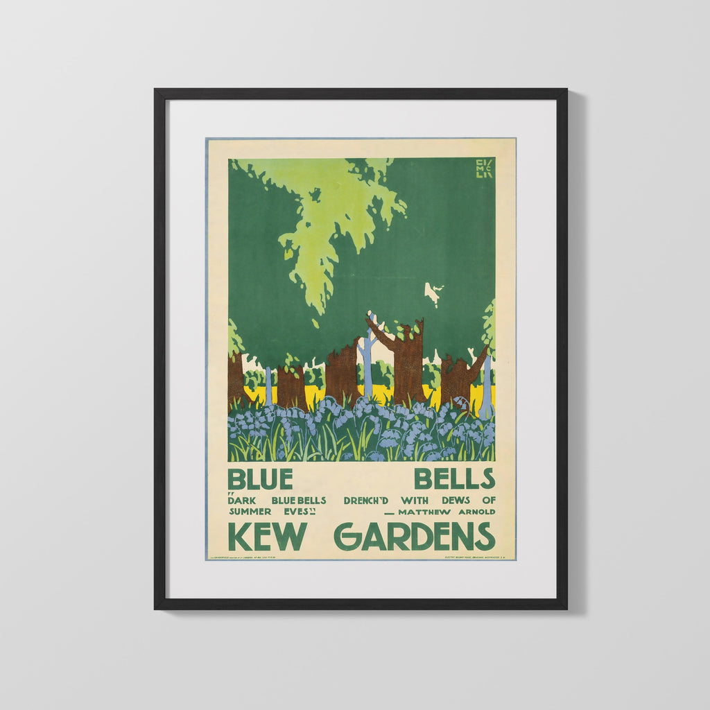Classic Travel Poster - Kew Gardens - Bluebells Travel Vintage Framed Prints Gallery Frame 16x20