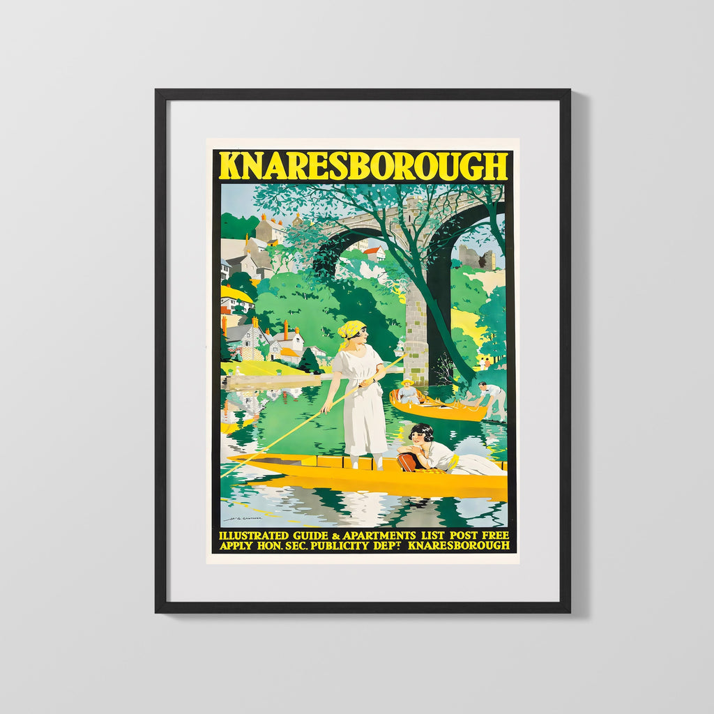 Classic Travel Poster - Knaresborough - River Boating Travel Vintage Framed Prints Gallery Frame 16x20