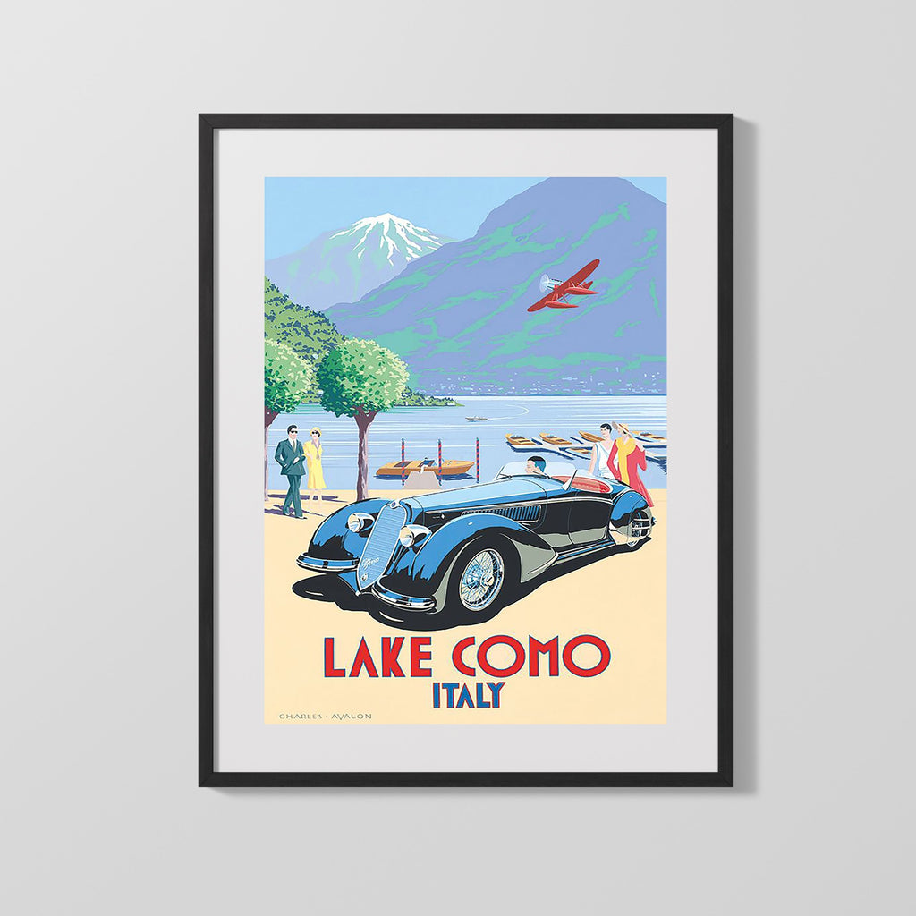 Classic Travel Poster - Lake Como - Italy Travel Vintage Framed Prints Gallery Frame 16x20