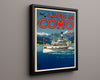 Classic Travel Poster - Lake Como Italy - By Boat Travel Vintage Framed Prints Floating Canvas 16x20