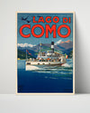 Classic Travel Poster - Lake Como Italy - By Boat Travel Vintage Framed Prints Poster 16x20