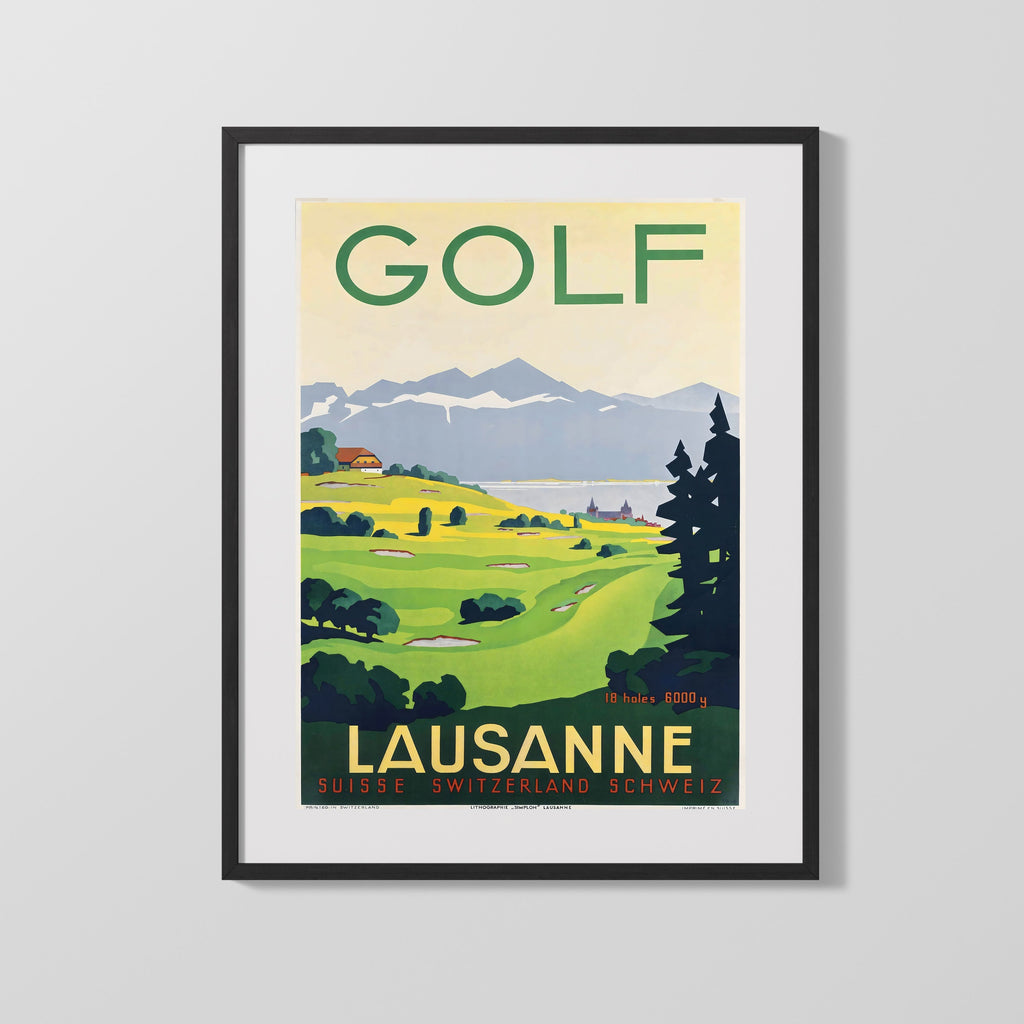 Classic Travel Poster - Lausanne - Golf Travel Vintage Framed Prints Gallery Frame 16x20