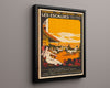Classic Travel Poster - Les Escaldes - Pyrenees Travel Vintage Framed Prints Floating Canvas 16x20