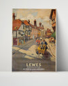 Classic Travel Poster - Lewes - High Street by Train Travel Vintage Framed Prints Poster 16x20