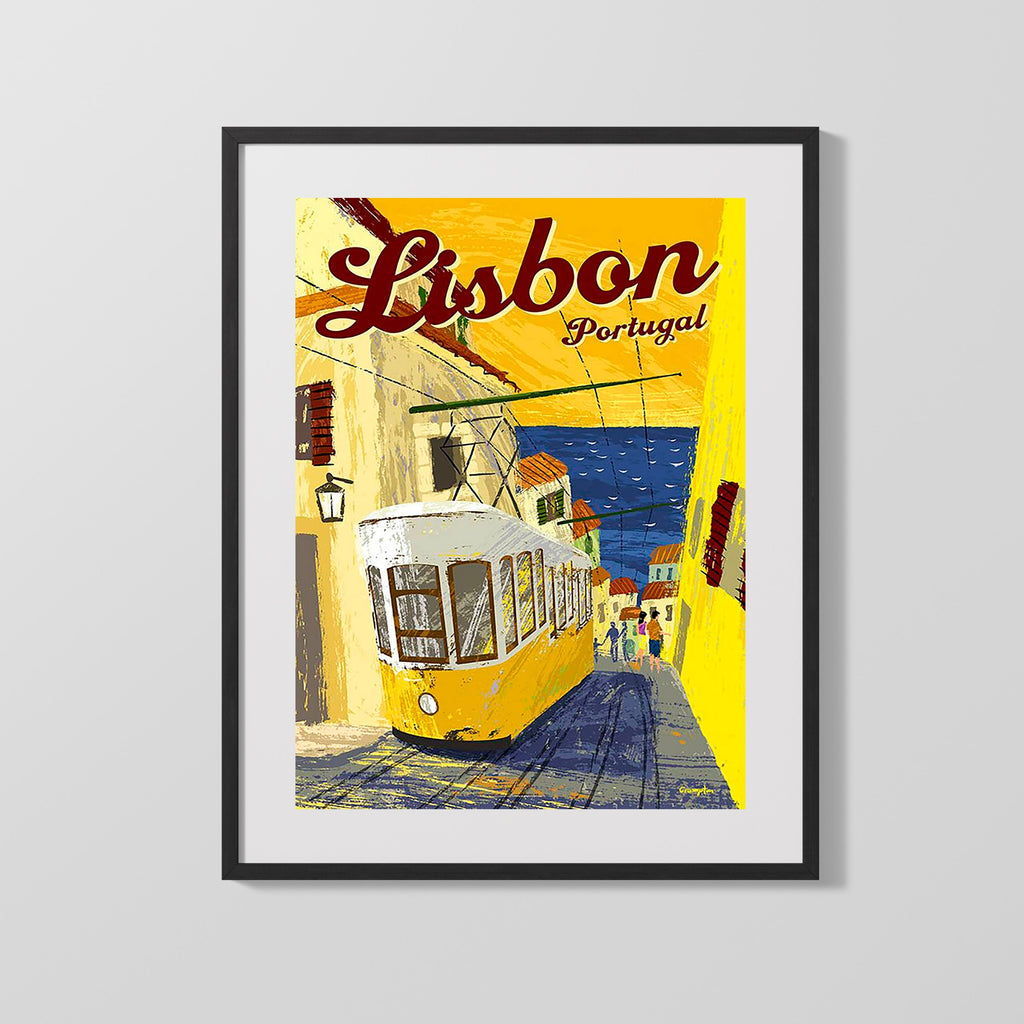Classic Travel Poster - Lisbon - Portugal Travel Vintage Framed Prints Gallery Frame 16x20