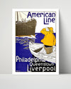 Classic Travel Poster - Liverpool - American Line Ship Haverford Travel Vintage Framed Prints Poster 16x20
