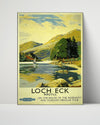 Classic Travel Poster - Loch Eck - Argyll Railway Travel Vintage Framed Prints Poster 16x20