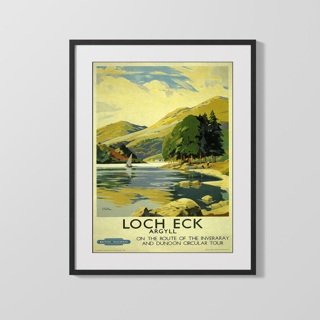 Classic Travel Poster - Loch Eck - Argyll Railway Travel Vintage Framed Prints Gallery Frame 16x20