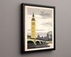 Classic Travel Poster - London - Big Ben Travel Vintage Framed Prints Floating Canvas 16x20