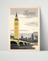Classic Travel Poster - London - Big Ben Travel Vintage Framed Prints Poster 16x20